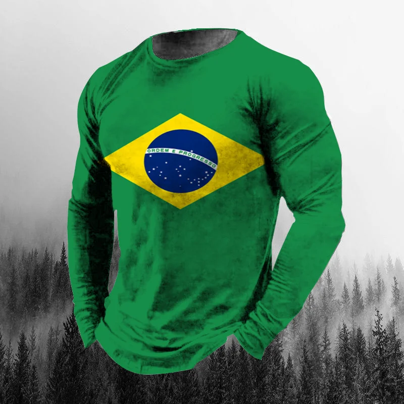 Vintage Braziliaanse vlag 3D-p - Mens Fashion Clothes recensie en prijs